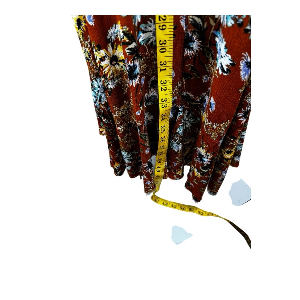 Blue Life Floral Ruffle Wrap Maxi Skirt Rust Orange Boho Festival Size Small - Picture 8 of 10